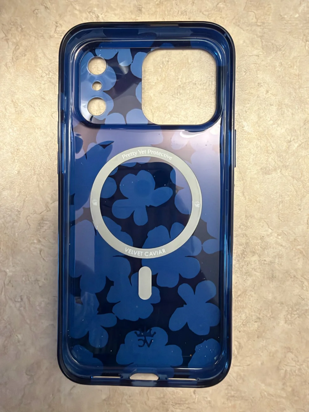 Floral Pattern Navy Blue iPhone 17 Pro Max Case - Protective Design